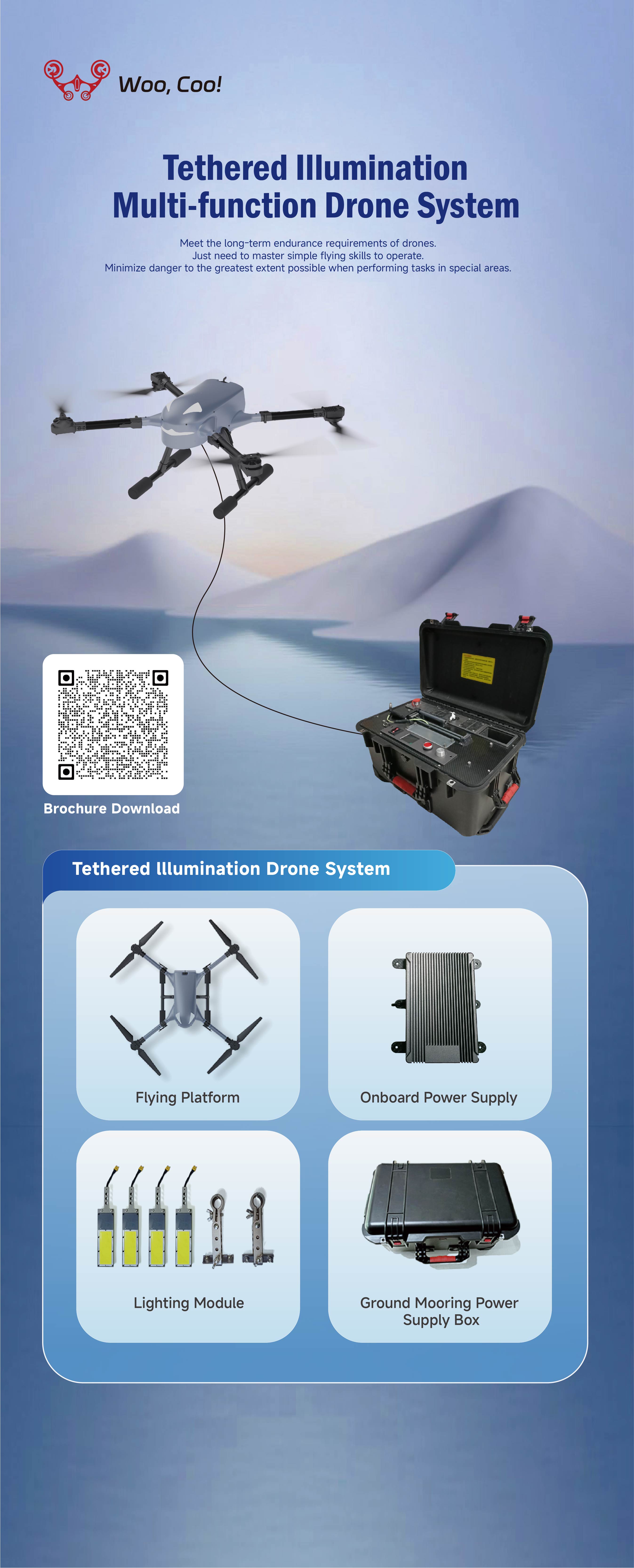 Tethered-Illumination-Multi-function-Drone-System